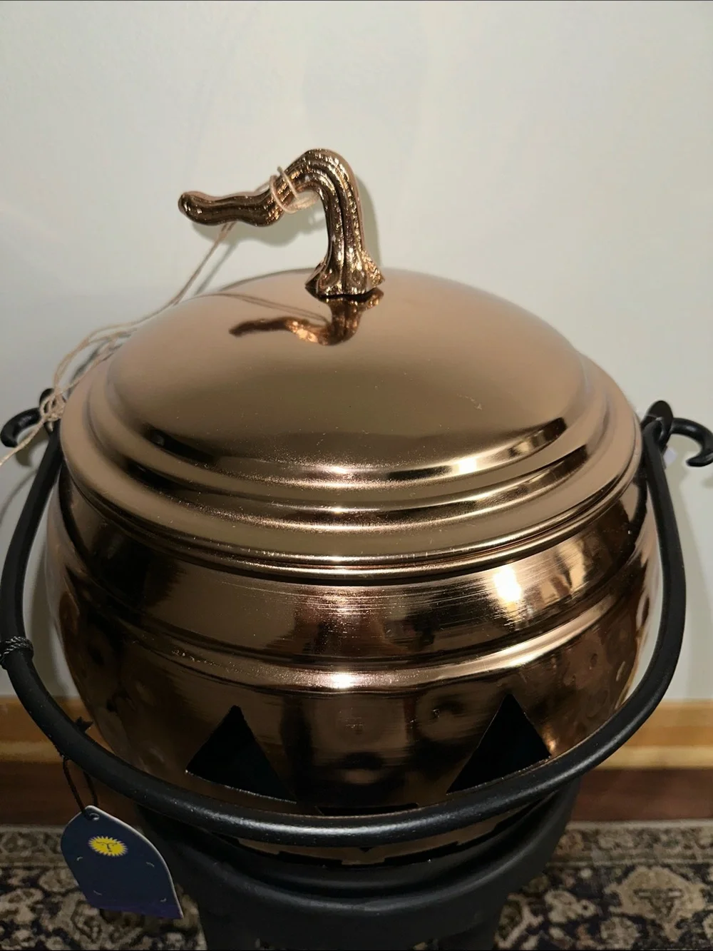 Metallic Copper Jack-O'-Lantern Decorative Candy Cauldron - Home Accents